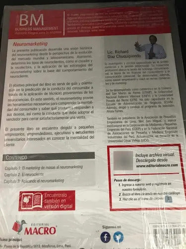 Neuromarketing, De Díaz Richard. Editorial Macro, Tapa Blanda, Edición 1 En Español, 2014